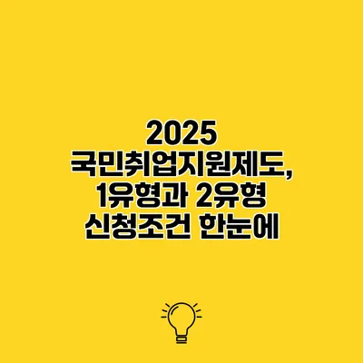 2025 국민취업지원제도, 1유형과 2유형 신청조건 한눈에