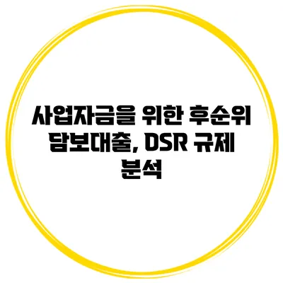 사업자금을 위한 후순위 담보대출, DSR 규제 분석