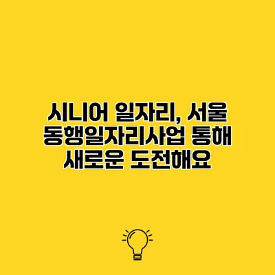 시니어 일자리, 서울 동행일자리사업 통해 새로운 도전해요