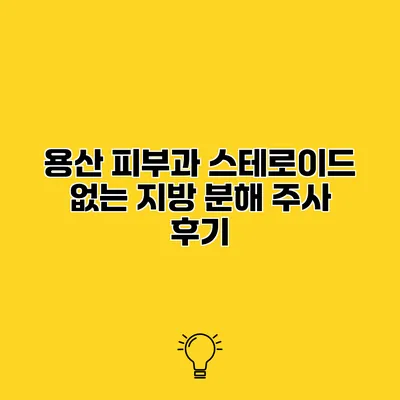 용산 피부과 스테로이드 없는 지방 분해 주사 후기