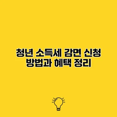 청년 소득세 감면 신청 방법과 혜택 정리