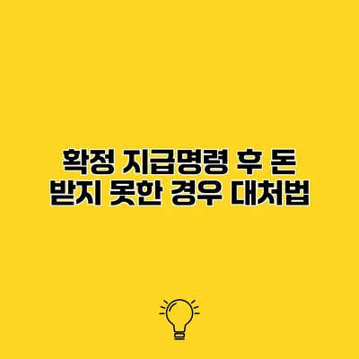 확정 지급명령 후 돈 받지 못한 경우 대처법